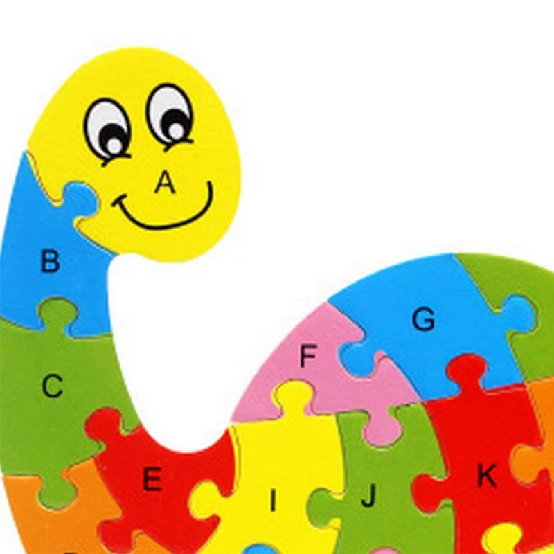 Alphabet Puzzle 3D Wood Child Educational Games Animals Dinosaur Toy Gift