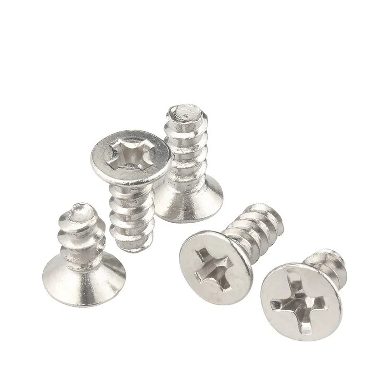 100cs/ Lot Cross Recessed Countersunk Head Self-tapping Screws 304 Stainless Steel M1.7 M2 M2.6 M3 M4 Flat Cap Phillips Screw