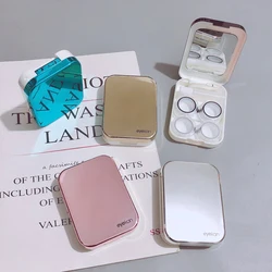 New Arrival Reflective Cover Contact Lens Case  Eye Contact Boxwith Mirror Female Portable Colored Contact Lens Container