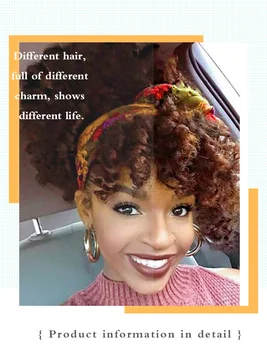 

Chorliss Afro Puff Ponytail Synthetic Bun Chignon Hairpiece For Women Drawstring Ponytail with BangsKinky Curly Hair Extensions