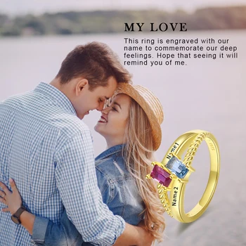

925 sterling silver personalized engraved custom ring with birthstone to give the best commemorative gift for men and women