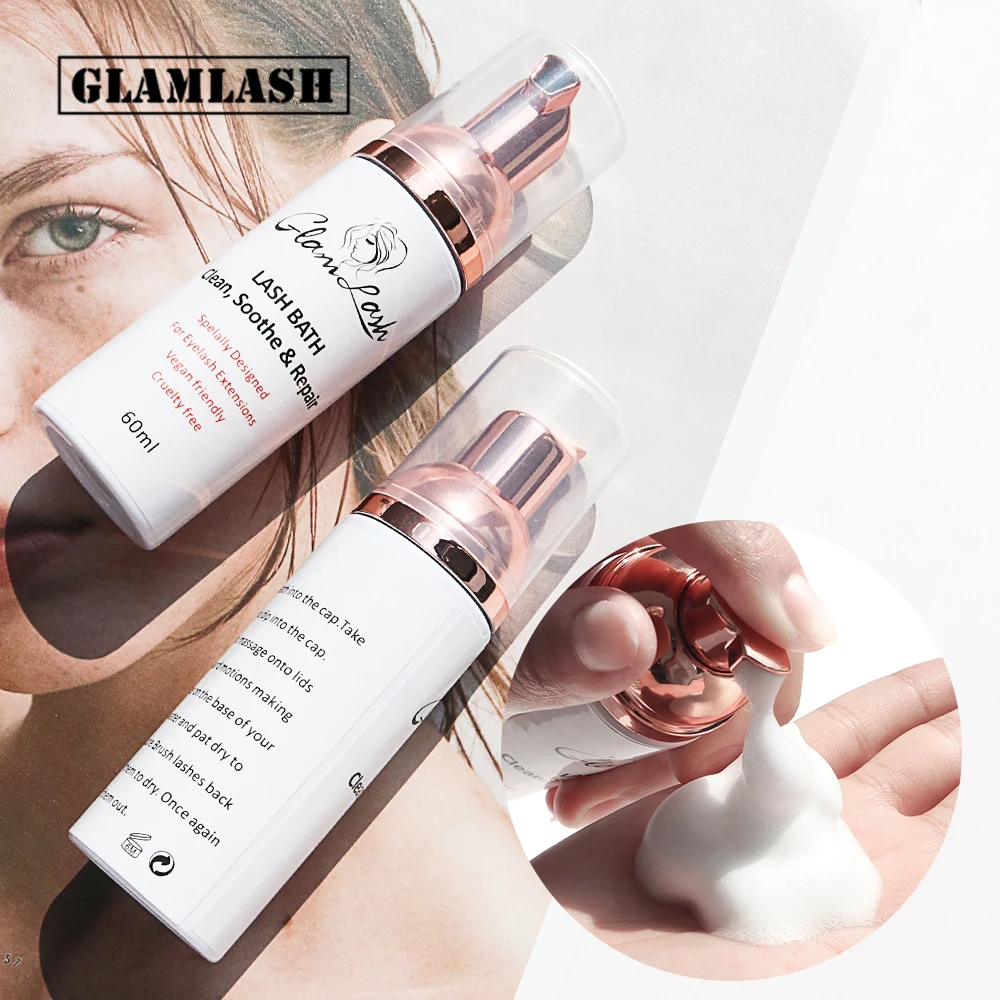 GLAMLASH 60ml Eyelash Foam Cleanser Shampoo For Eyelashes Extensions Eye Cleaning Lashes Extension Lash 3D Mink |