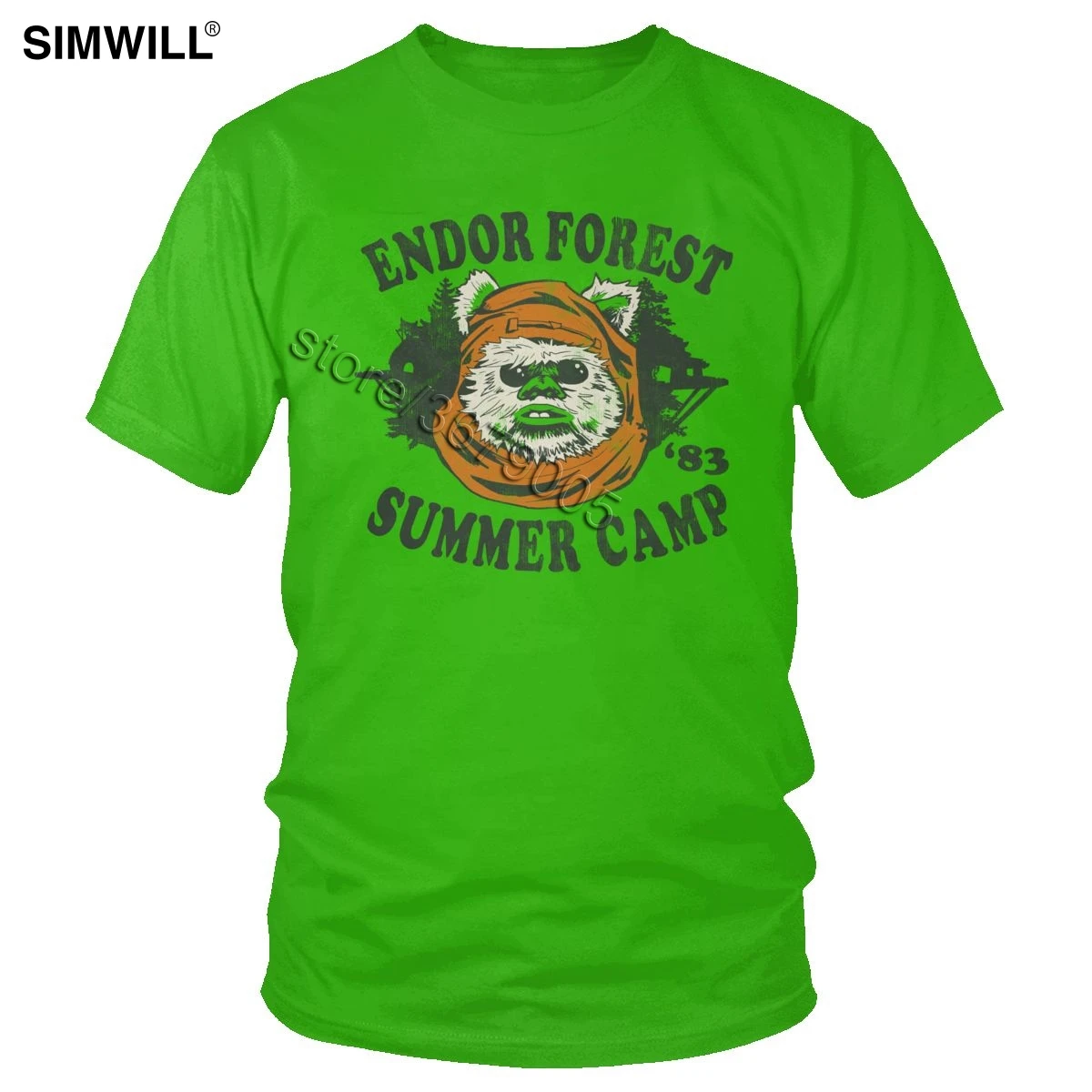 Винтажная летняя футболка в стиле Ewok, уникальная футболка с изображением эндора леса, футболка в стиле ретро с короткими рукавами, хлопковые футболки с принтом, модные топы, одежда - Цвет: Зеленый
