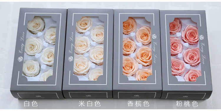 5-6CM/6pcs Grade B Preserved Rose Flowers Head Beauty And The Beast Forever Roses Real Eternal Rose for Wedding Home Decoration