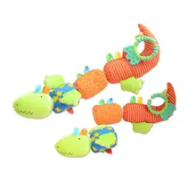 2 шт., игрушечные крокодилы, Мультяшные животные, яркие цвета, детские игрушки, музыкальные игрушки, развивающие игрушки с кольцом, Колокольчик для младенцев