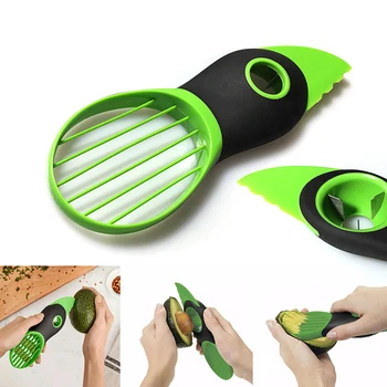 

3 In 1 Avocado Slicer Shea Corer Butter Fruit Peeler Cutter Pulp Separator Plastic Knife Kitchen Vegetable Tools Home Accessory