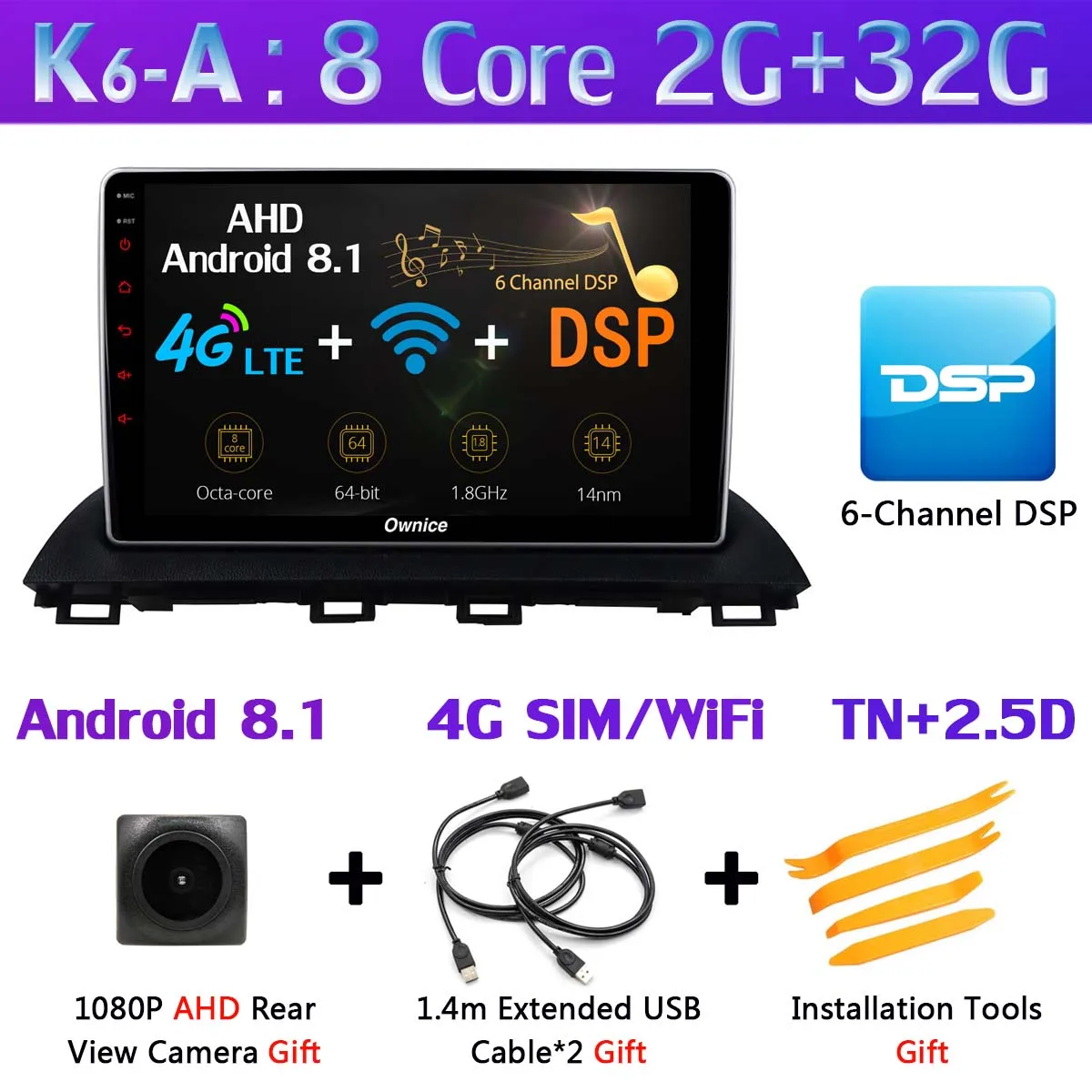 10," 1 Din 360 ° панорамный автомобильный dvd-плеер на основе Android для Mazda 3 Mazda 3 Axela Автомобильный gps Радио DSP CarPlay 4G LTE - Цвет: K6-A