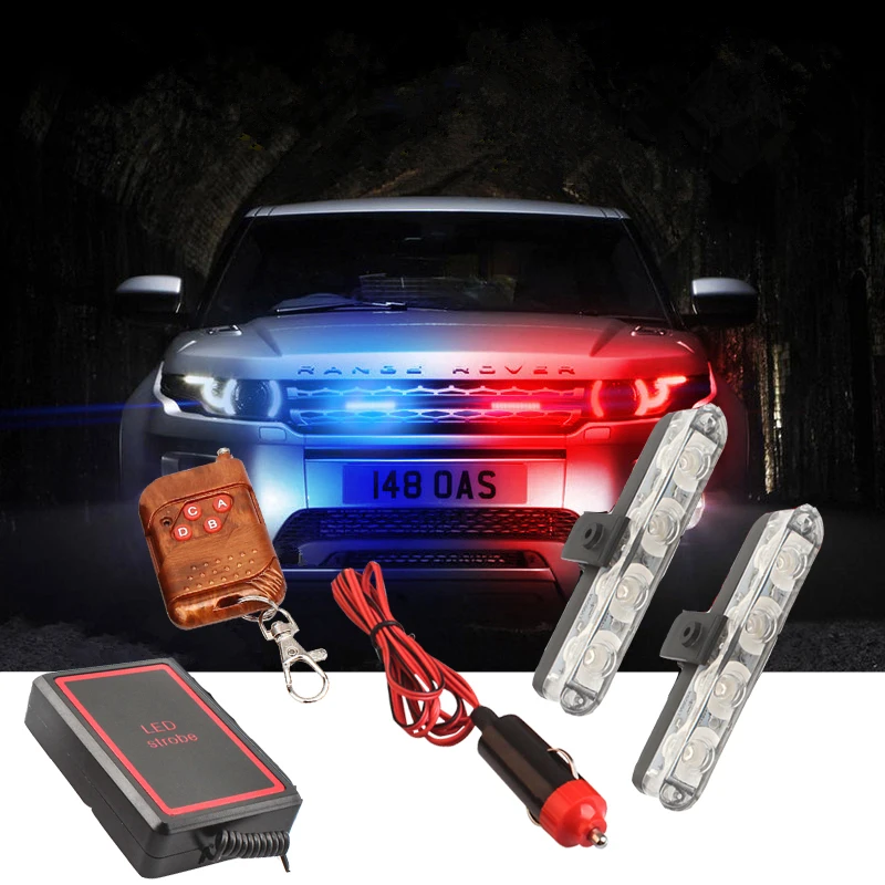 MZORANGE 12V 2X4LED Беспроводной дистанционного мигалка для полиции и скорой помощи Управления проблесковый маячок-стробоскоп для автомобиля Предупреждение о чрезвычайном происшествии Зажигалка для сигарет