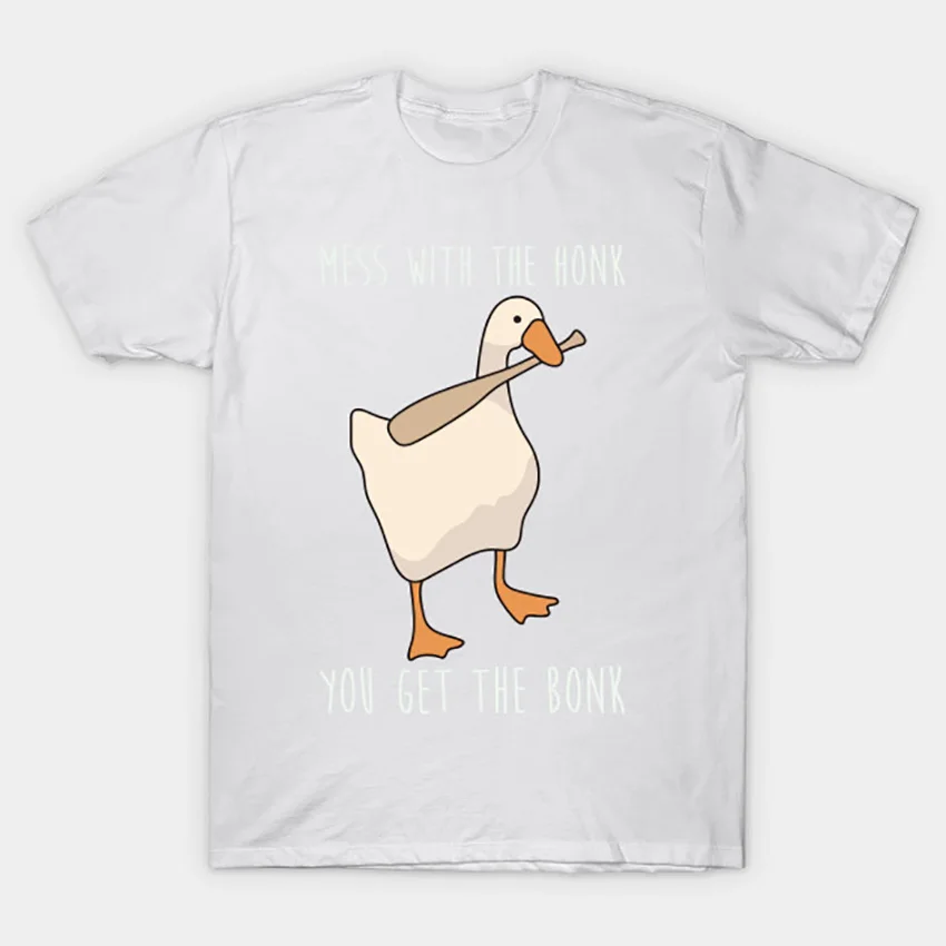 Футболка с надписью «Untitled Goose Game», футболка с надписью «Untitled Goose Game», футболка с надписью «Untitled goose game», забавная футболка с надписью «you get the bonk dunkey»