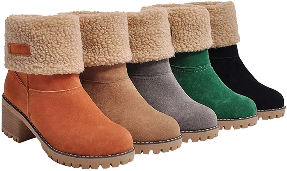 Женские зимние ботинки на высоком квадратном каблуке; Chaussure; Теплая обувь на меху; милые женские ботиночки; Зимние ботильоны