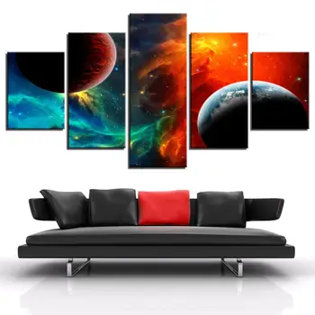 

Canvas HD Printed Pictures Wall Art 5 Pieces Universe Earth Planet Abstract Landscape Painting Modular Nebula Posters Home Decor