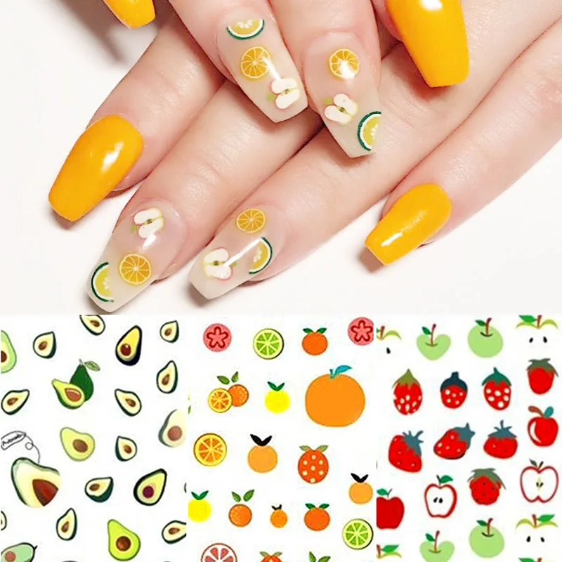 1pc 3D Nail Slider Fruits Patterns Colorful Design Sticker Decals Cute Adhesive Manicuring Tips Art Decorations | Красота и здоровье