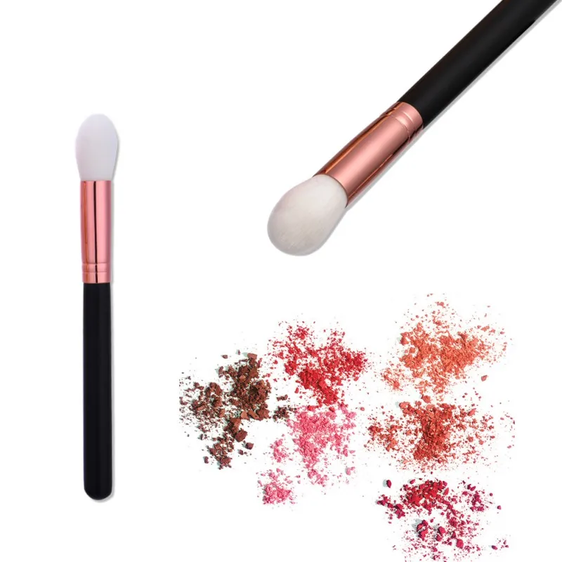 

Hot 1pc Fashion Makeup Brush High Quality Makeup Tools pro Foundation Brush Black Handle Rose Gold Tube Flame/ Fan-Shaped Hair
