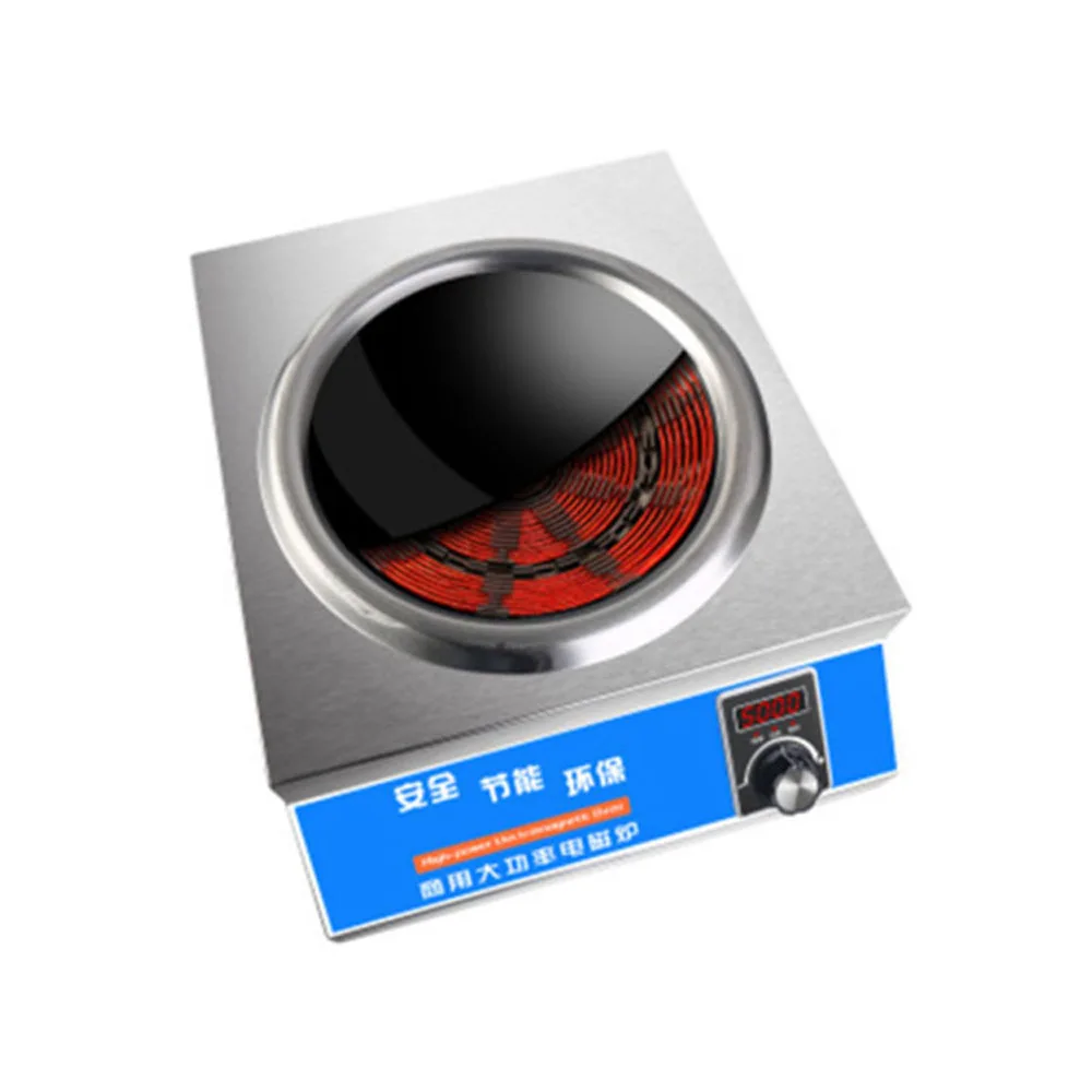 Induction Cooker 5000W High Power Concave Desktop Stainless Steel Rotary Switch  Boiler Commercial Pot Cooking Appliances