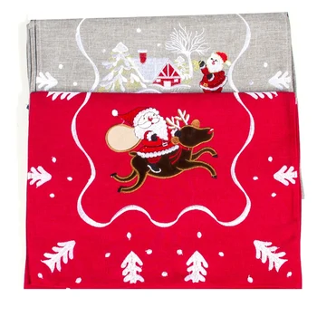 

2Pcs Christmas Table Runner Tablecloth Christmas Table Flag Festival Home Party Decoration Santa Claus Table Runners Table Top D