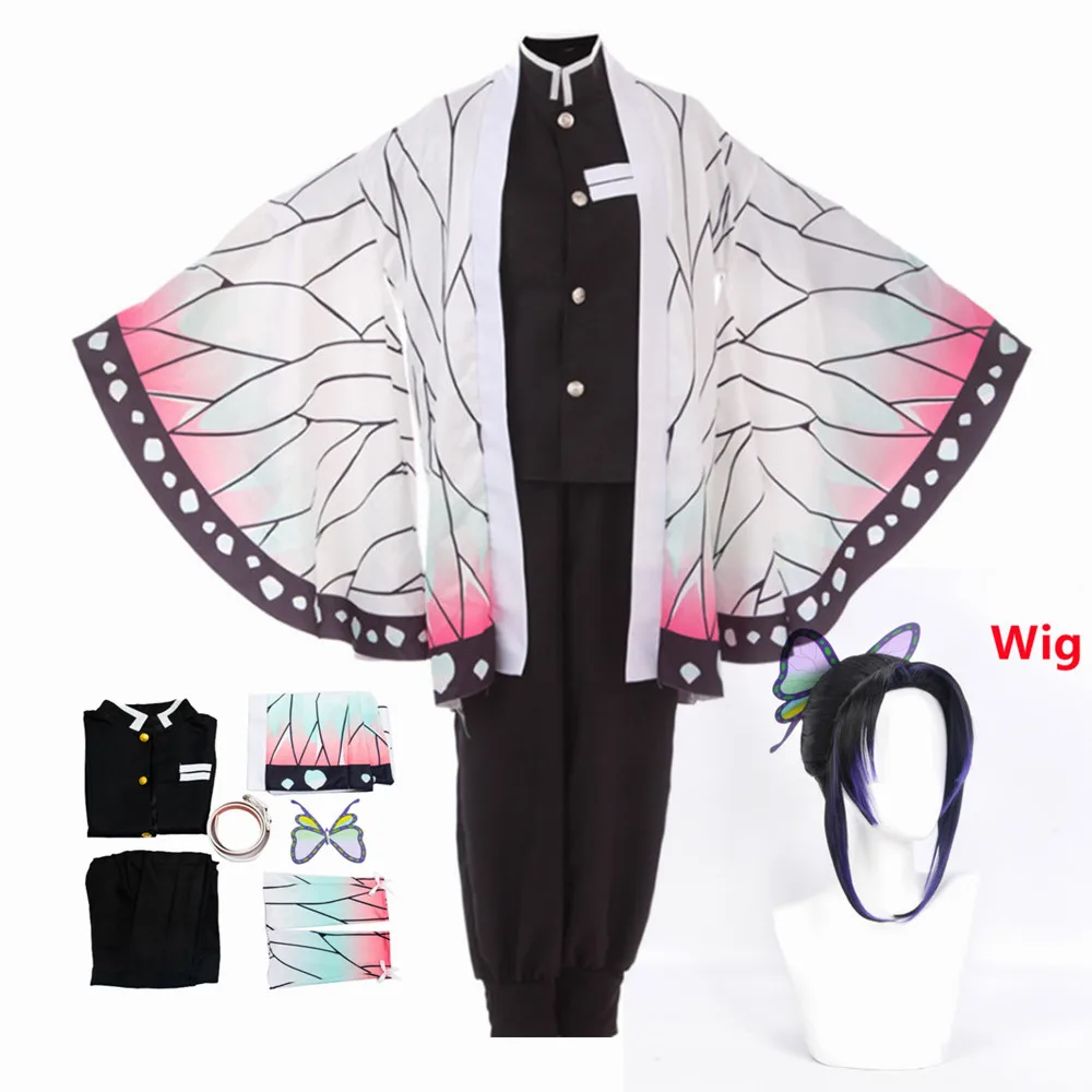 Adult Kids Anime Demon Slayer Kimetsu no Yaiba Kimono Kochou Shinobu Cosplay Costume