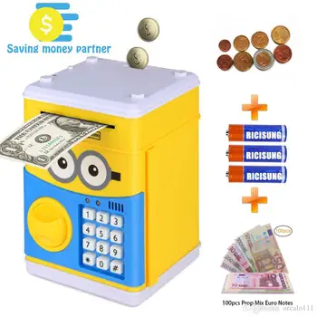 

Best Cartoon Electronic Piggy Bank,ATM Password Money Bank Cash Coin Can Auto Scroll Paper Money for Children Christmas gift