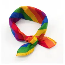 Festival Rainbow Colorful Seven Stripes 55x55CM Unisex Cotton Pocket Square Scarf Headband Bandana Gay Parade Wristband Neck Tie