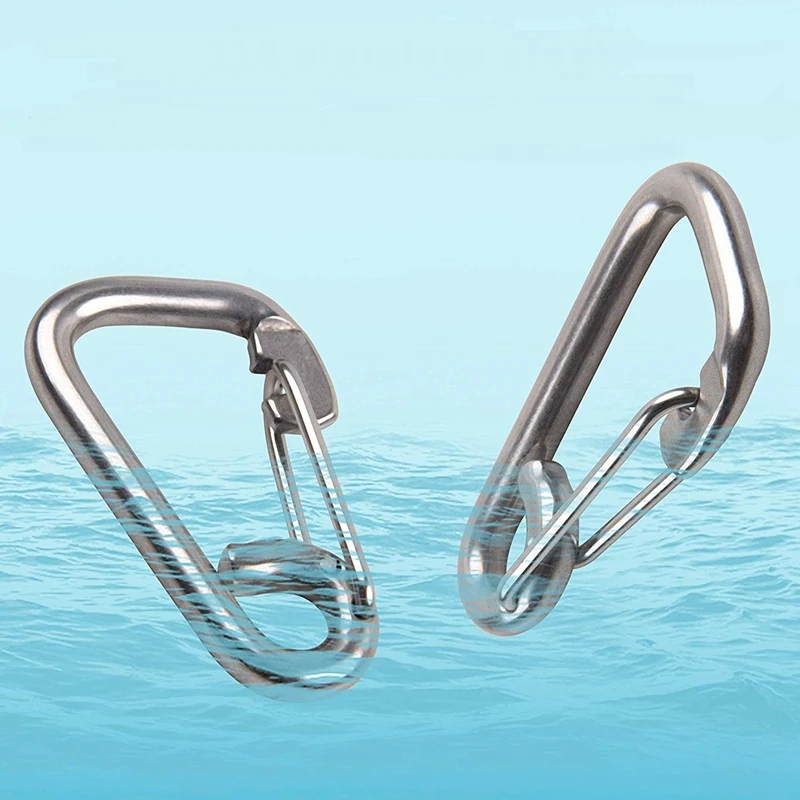 

304 Stainless Steel Spring Snap Hook Carabiner Marine Grade Safety Clip with Eyelet for Camping Hiking Fishing Outdoor Use Pack