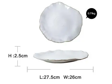 1 шт., NIMITIME, в скандинавском стиле, керамическая тарелка, блюдо для домашнего использования, нерегулярная миска для риса, Салатница, плоская тарелка для салата, посуда - Цвет: 27.5 CM Plate