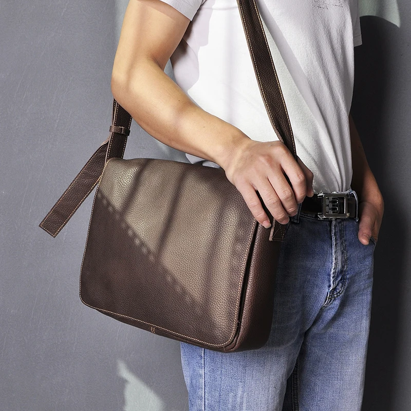 Натуральная кожа, Мужская Дизайнерская Повседневная сумка на одно плечо, сумка-мессенджер, модная сумка через плечо, 13 дюймов, сумка для ноутбука, Университетская сумка для книг, 3164