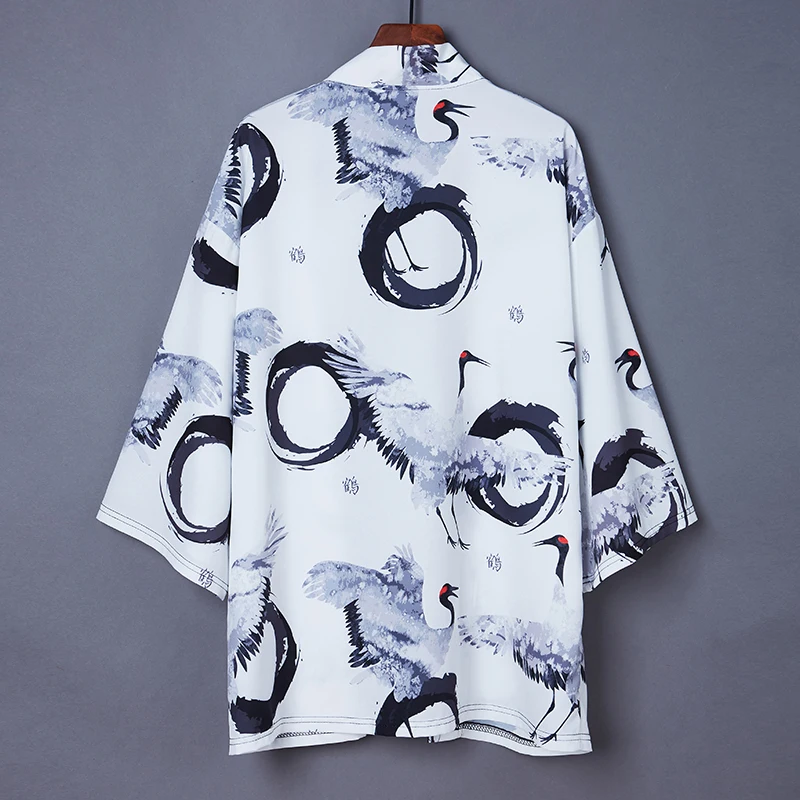 

Japanese Style Crean Printing Samurai Kimono Streetwear Men Women Cardigan Japan Harajuku Robe Anime Clothes 2020 Summer