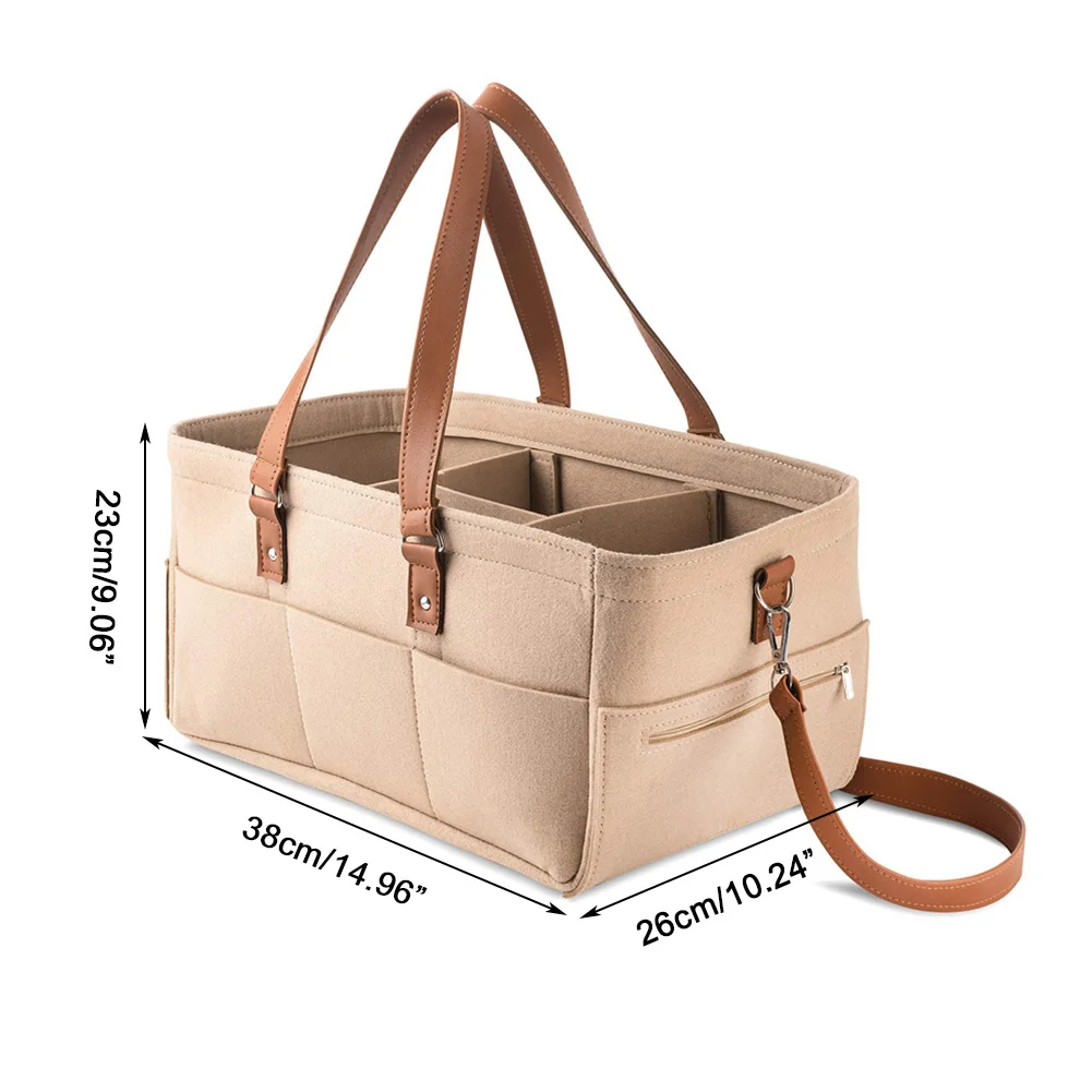 Felt Baby Diaper Caddy Organizer Portable Holder Bag for Changing Table and Car, Nursery Essentials Storage Bins 38*26*23cm