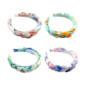 

Bohemian Summer Women Hair Hoop Sweet Contrast Colored Print Headband Chunky Braided Festival Party Styling Bandana Headwear