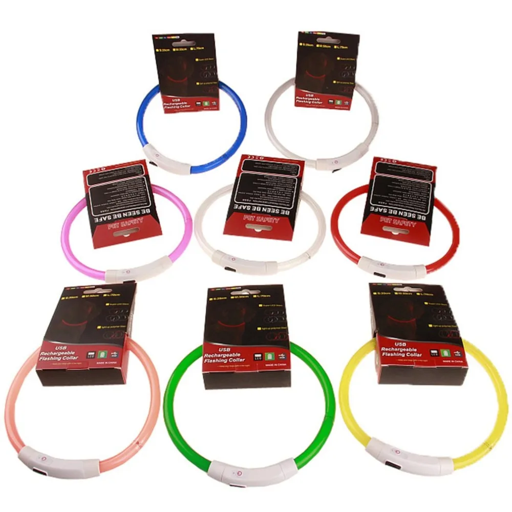 

Usb Charging Light Colorful Dog Collar Collar Night Light Dog Collar Led Teddy Dog Collar 50cm/35CM/70CM