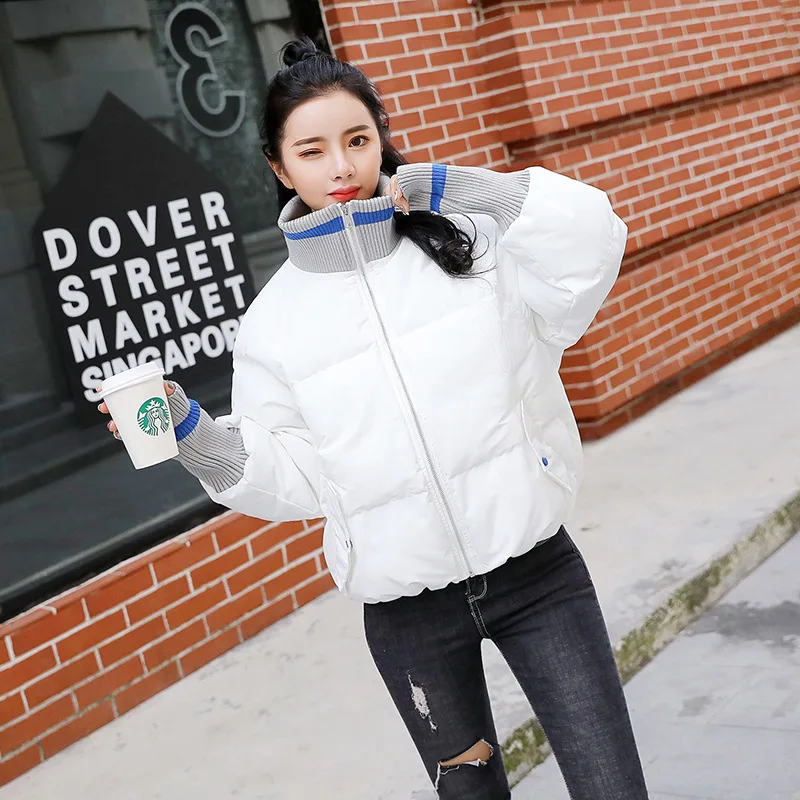 

Short Stand Collar Zipper Fashion Simple Elegant Solid Color Loose-Fit Comfortable 2018 Autumn New Style Cotton Coat