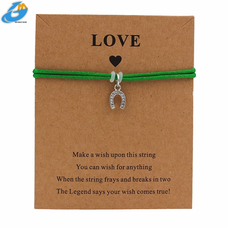 DGW Horseshoe with CZ Charms Bracelets String Bracel Adjustable Handmade Jewelry Women Men Lover's Friendship Metal | Украшения и