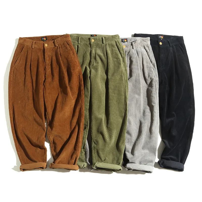 

Wu Airlines 2020 Spring Corduroy Straight-Cut Casual Trousers Men's Japanese-style Popular Brand Bib Overall Pendant Sense Loose