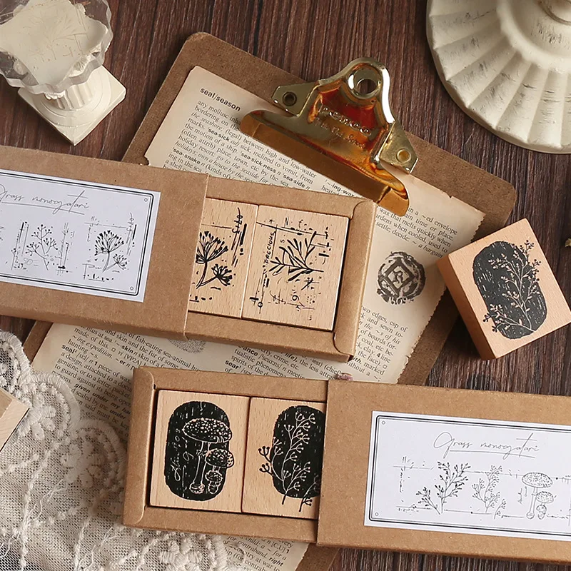 3 шт./кор. Винтаж ежедневно растения декоративная печать деревянные и резиновые