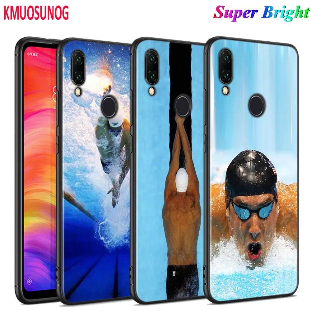 

Black Silicone Cover Michael Phelps Swimming for Xiaomi Redmi Note 8 7 6 5 4X 4 K20 Pro 7A 6A 6 S2 5A Plus Phone Case