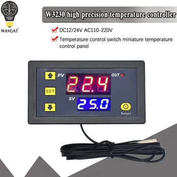 

W3230 12V 24V AC110-220V Probe line 20A Digital Temperature Control LED Display Thermostat With Heat/Cooling Control Instrument