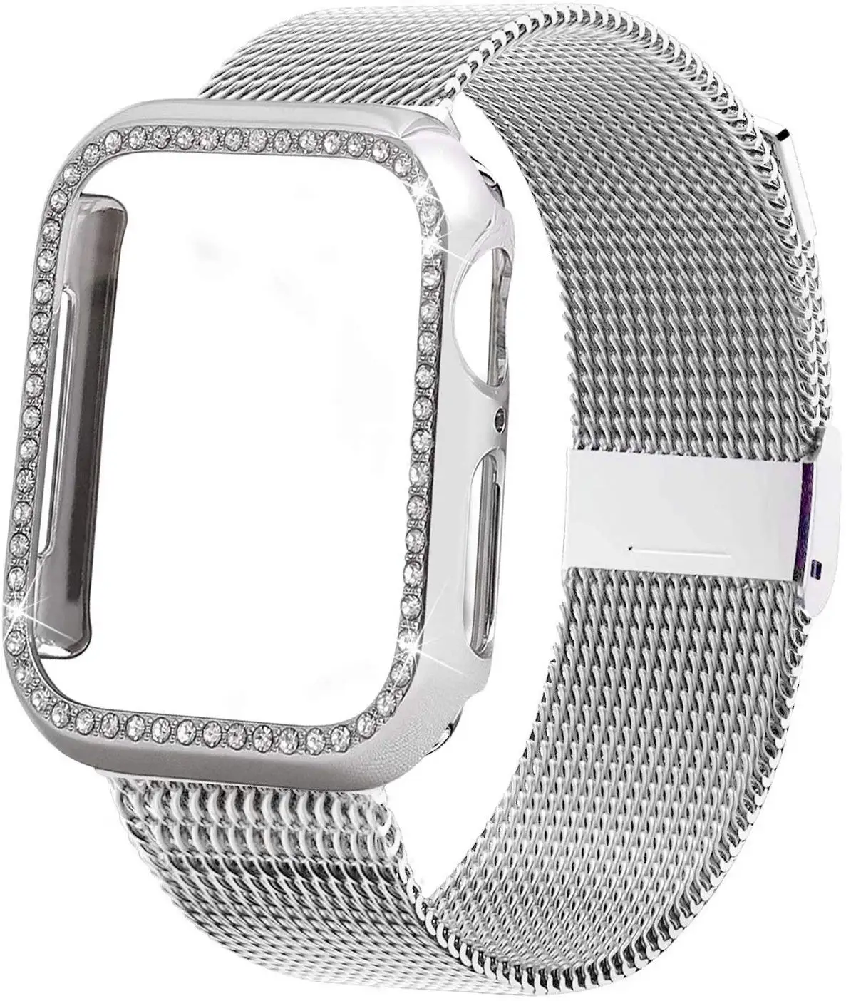 Алмазный чехол для часов+ Миланская петля для Apple Watch 42 мм 38 мм 40 мм 44 мм браслет ремешок для Apple Watch 5 группа серия 4 3 2 1