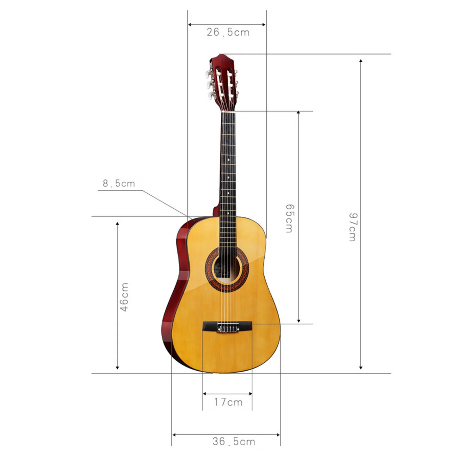 Guitare classique en bois pour adulte et débutant, 38 et 39 pouces