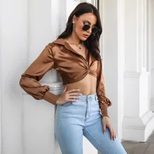 

Lantern Sleeve V Neck Shirts For Women Short Blouses Female Vintage Elegant Tops Streetwear Tunic Tees