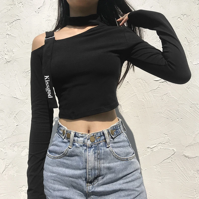 black one shoulder shirt