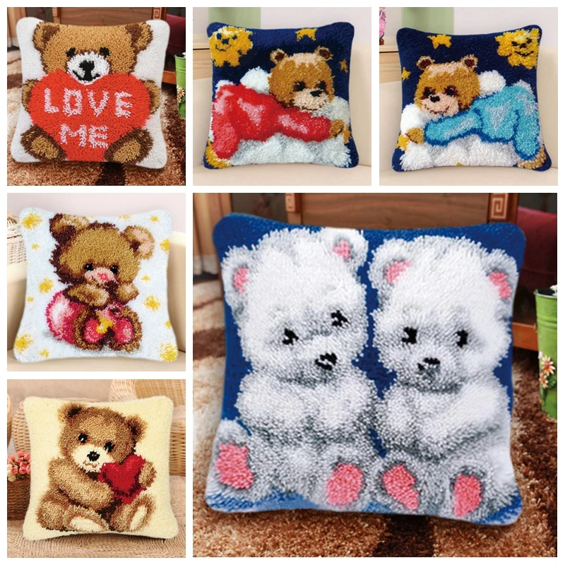 

Latch Hook Rug Canvas Knitted Cross Rainbow Latch Hook Kits Crocheting Foamiran Stich Embroidery Carpet Pillowcase Cushion Decor