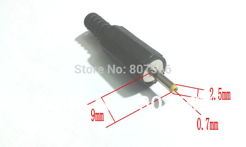 

100pcs 2.5mm x 0.7mm DC Power cable Male Plug Connectors Adapter Plastic New