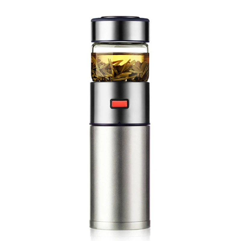 

570Ml Glass Water Bottle with Tea Strainer Tea Water Separation Infuser Free to Disassemble for Office