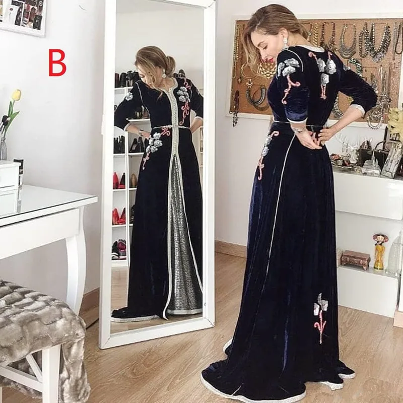 Burgendy вечернее платье вечерние платья Ближний Восток Дубай Абая кафтан Kleider robes de soiree Abendkleider - Цвет: Тёмно-синий