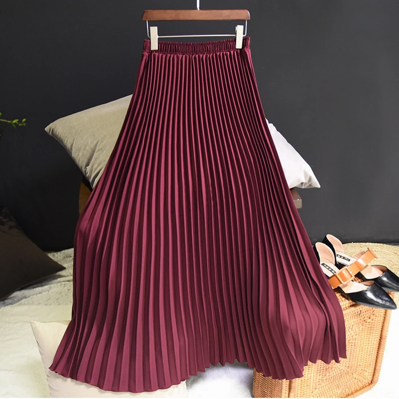Wine red skirt Мусульманская плиссированная абайя модная мусульманская юбка Jupe Musulman Одежда Женская длинная юбка для мусульманских - Цвет: Wine red skirt