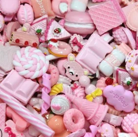 10 шт. Милая Конфета из смолы амулеты для слизи наполнитель DIY Украшение для торта телефона украшения смолы амулеты Lizun поставки слаймов игрушки - Цвет: Розовый