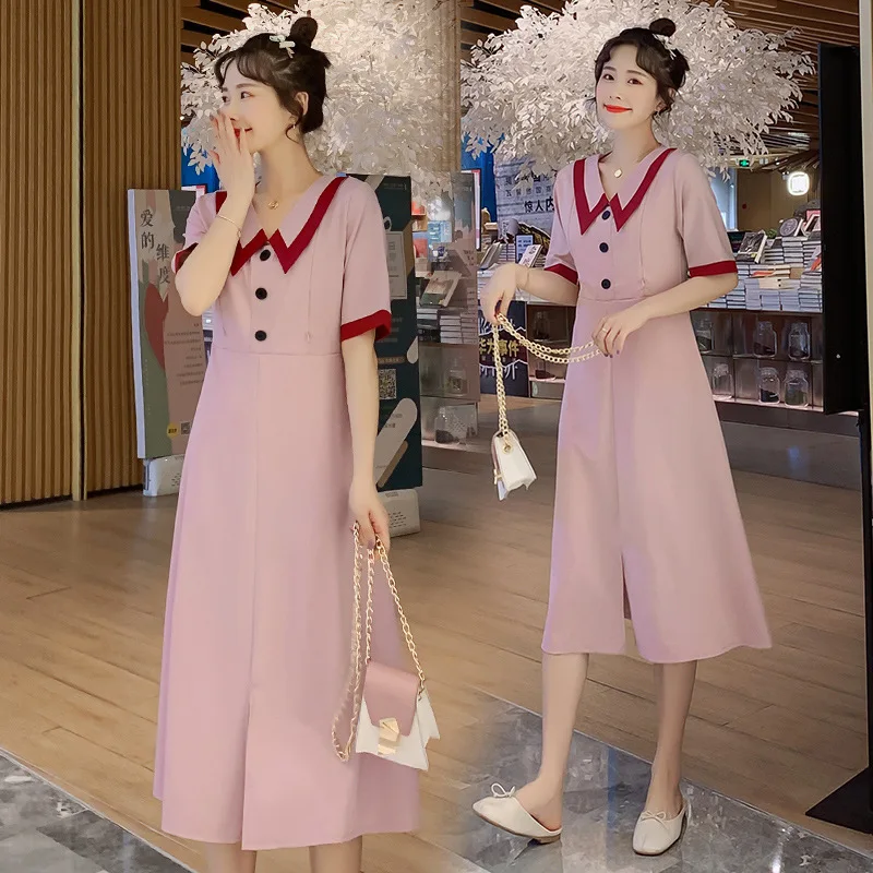 

Summer Wear Tops Western Style Fashion Mom Nursing Dress French Waist Hugging Slimming Skirt Retro Slim Fit Mid-length Feeding