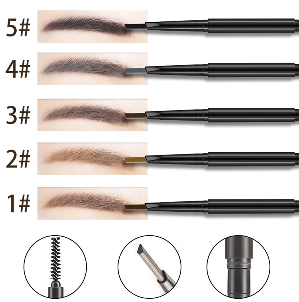 oem 5 colors waterproof eyebrow pen private label double head long lasting eyebrow pencil custom logo low moq