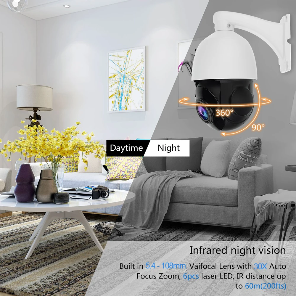 LOFAM PTZ IP Камера 5MP 2MP 4 дюйма H.265 30x зум Открытый Водонепроницаемый CCTV камеры
