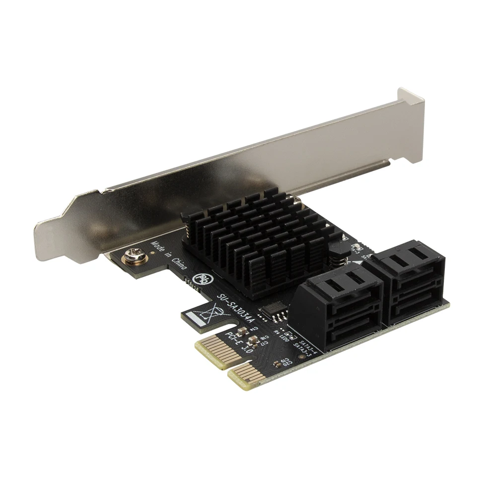 Adaptador PCIe a 4 puertos SATA 3 III 3,0 6 gbps SSD PCI-e PCI Express x1, tarjeta de expansión compatible con x4 x6 x8 x16