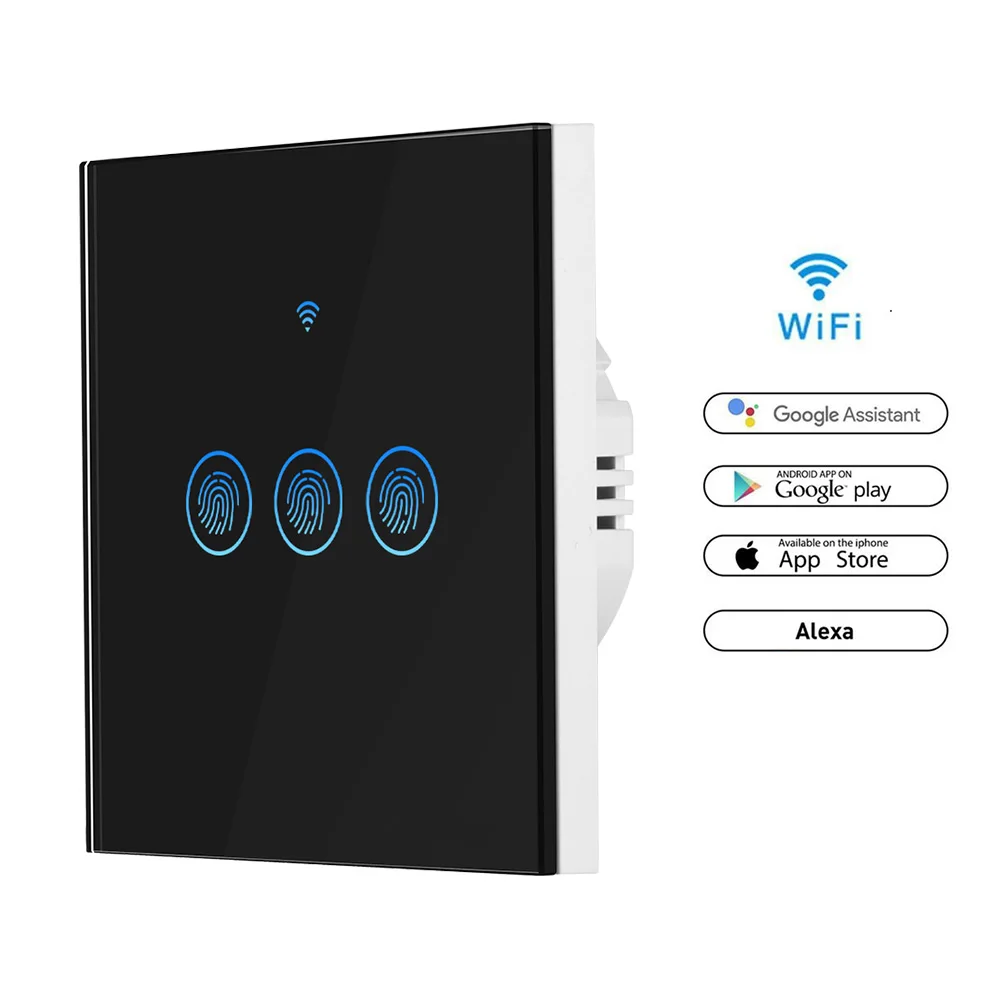 Умный выключатель с Wi-Fi света стеклянный экран сенсорная панель голосовое